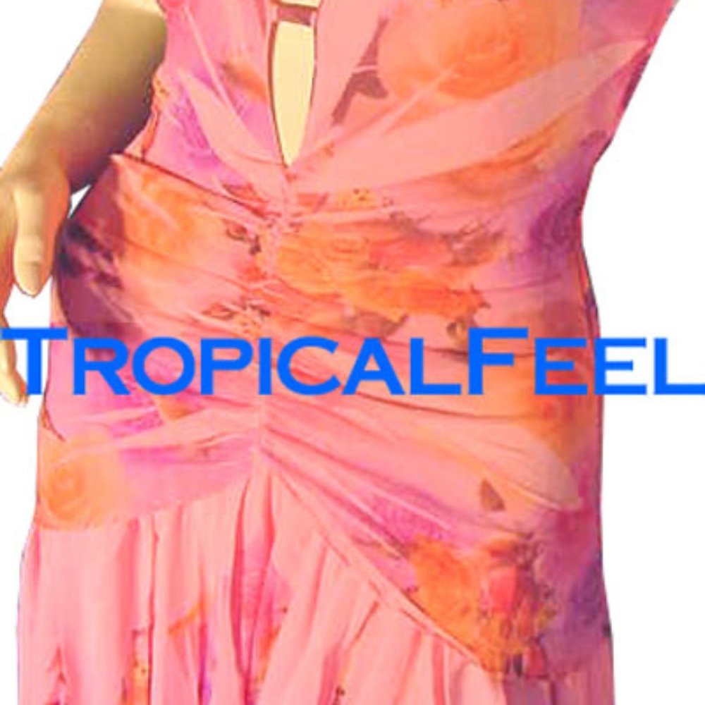 New Y2K Floral Halter Dress Rose/Roses Made USA Fairy Fairycore Vacation Party - Picture 6 of 12